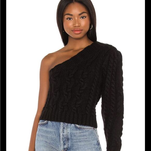 COPY - For Love & Lemons Quinn One Shoulder Sweater in Black Size 2X - Picture 1 of 9